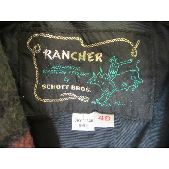 RANCHER by Schott Bros. Men's Plaid Wool Size 40 Lined Western Winter Jacket - Picture 2 of 5